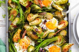 Egg, Bacon and Sprouts Tray Bake